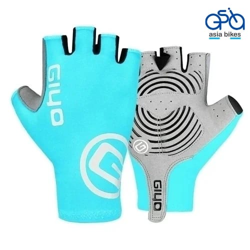 Guante de ciclismo half finger azul turquesa