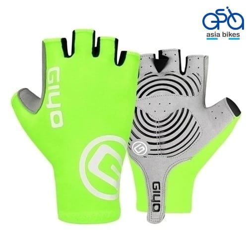 Guante de ciclismo half finger verde fosforesente.